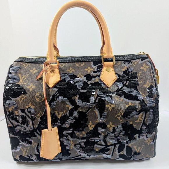 Louis Vuitton Black Monogram Sequin Tisse Speedy 30 - Picture 1 of 16